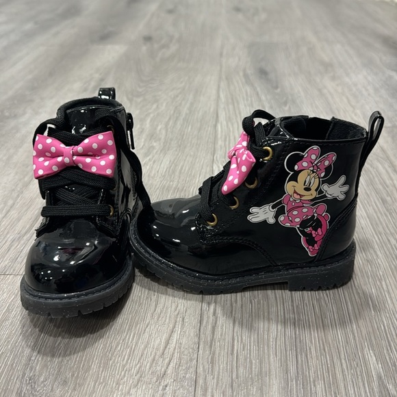 Minnie Mouse High Top Black Combat Boots Toddler Girls Baby Size 6 Disney - Picture 5 of 13